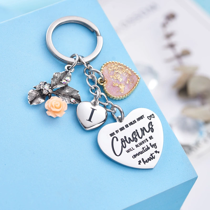Cousin Gifts for Women Initial Keychain A-Z Letter KeychainsLong Distance Relationships Friendship Gift