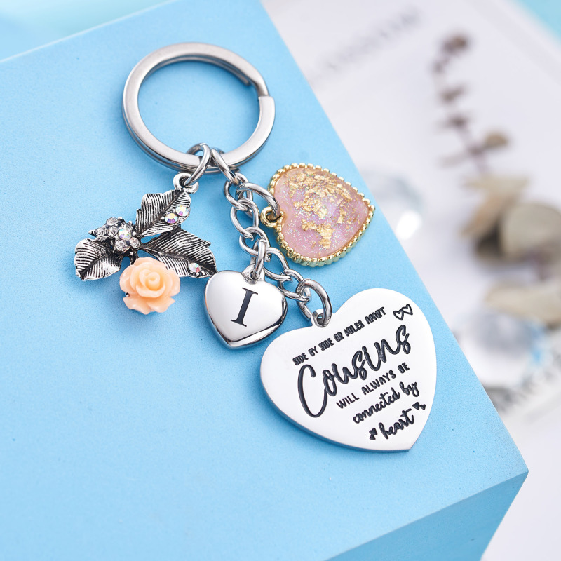 Cousin Gifts for Women Initial Keychain A-Z Letter KeychainsLong Distance Relationships Friendship Gift