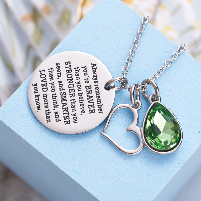 LParkin You are Braver Than You Believe Awareness Necklace Birthstone Graduation Gift Best Friend Encouragement Gifts …