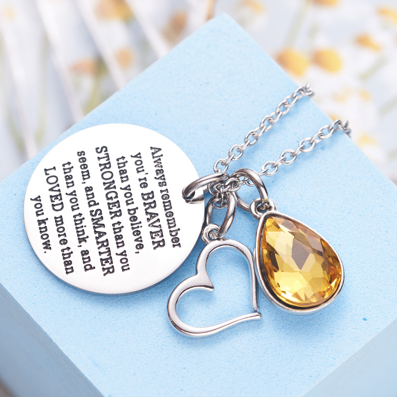 LParkin You are Braver Than You Believe Awareness Necklace Birthstone Graduation Gift Best Friend Encouragement Gifts …