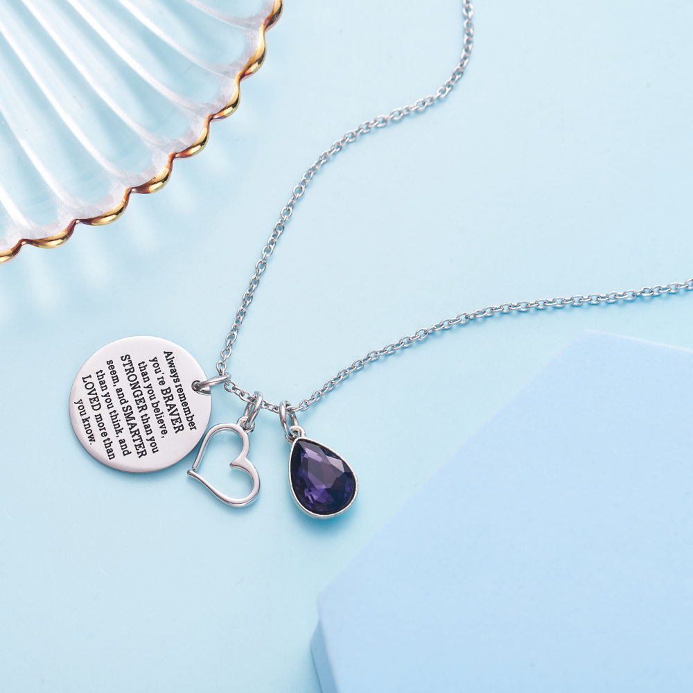 LParkin You are Braver Than You Believe Awareness Necklace Birthstone Graduation Gift Best Friend Encouragement Gifts …
