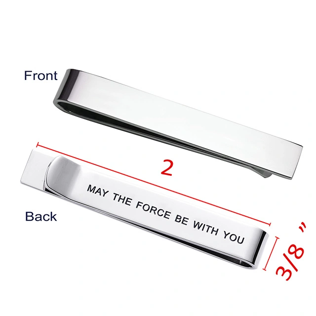 LParkin May The Force Be with You Tie Clip Star Wars Fan Gift Funny Gift Stainless Steel Polished Finish Tie Clips Men Women