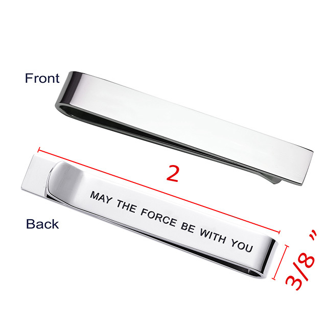 LParkin May The Force Be with You Tie Clip Star Wars Fan Gift Funny Gift Stainless Steel Polished Finish Tie Clips Men Women