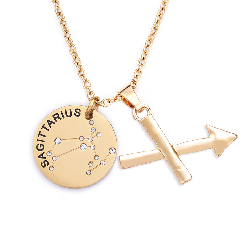 LParkin 12 Constellation Astrology Necklaces Zodiac Gifts Dainty Horoscope Gold Plated Necklace for Women Men Gift Jewelry