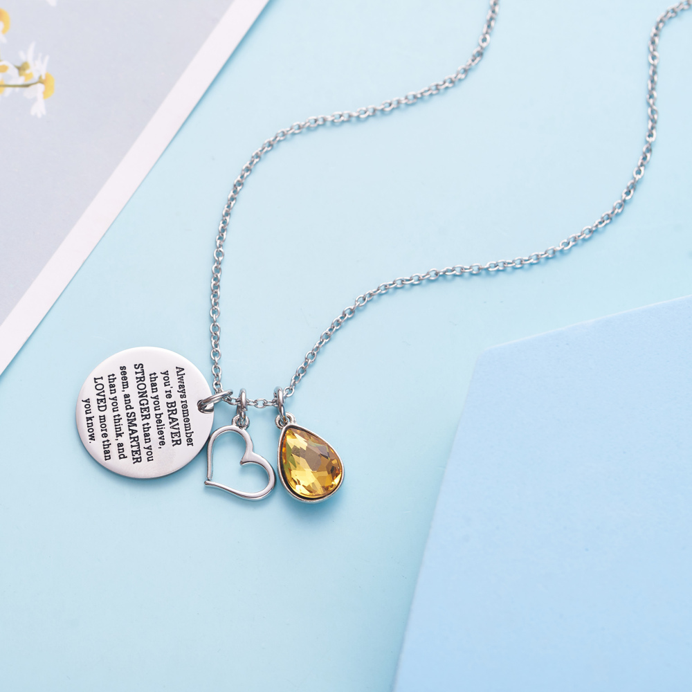 LParkin You are Braver Than You Believe Awareness Necklace Birthstone Graduation Gift Best Friend Encouragement Gifts …
