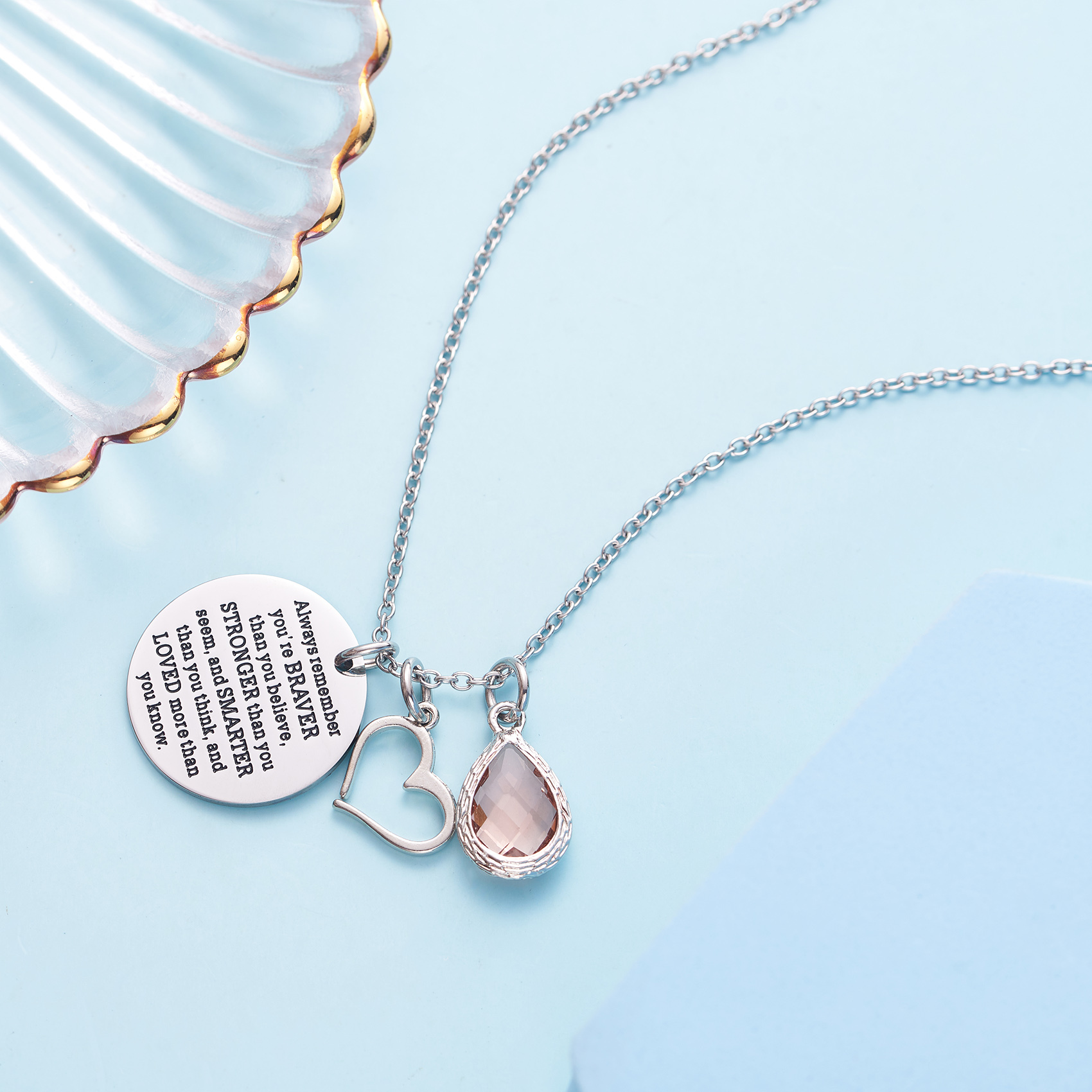 LParkin You are Braver Than You Believe Awareness Necklace Birthstone Graduation Gift Best Friend Encouragement Gifts …