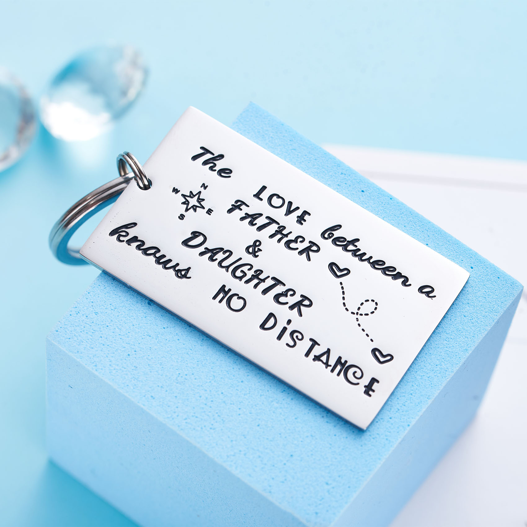 LParkin Father Daughter Long Distance Keychain Gifts - The Love Between Father Daughter Knows No Distance Keychains Keyring Gift Father