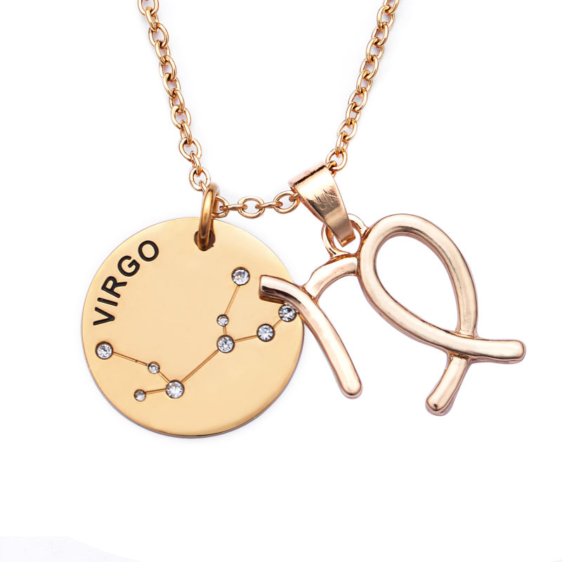 LParkin 12 Constellation Astrology Necklaces Zodiac Gifts Dainty Horoscope Gold Plated Necklace for Women Men Gift Jewelry