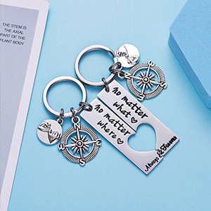 LParkin No Matter What No Matter Where Keychain Best Friend Long Distance Friendship Relationship Gift Polished Finish Set of 2