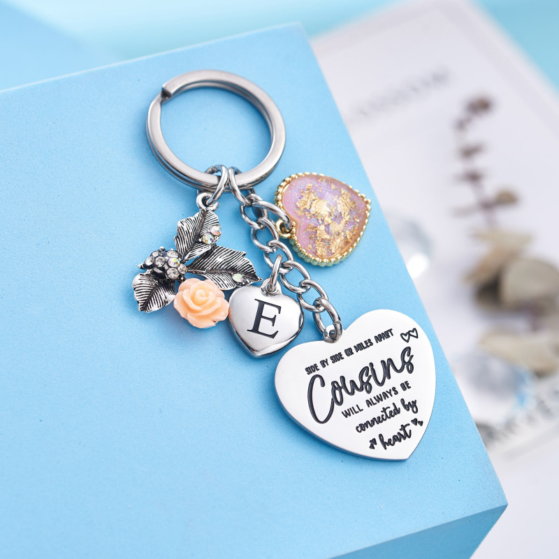 Cousin Gifts for Women Initial Keychain A-Z Letter KeychainsLong Distance Relationships Friendship Gift