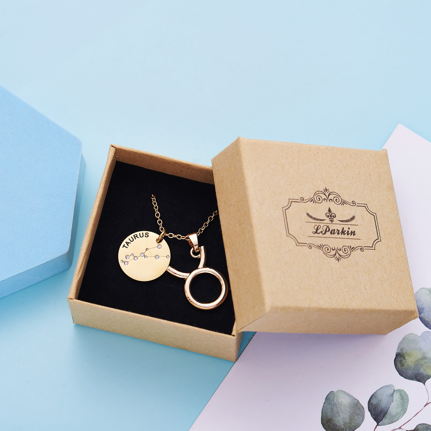 LParkin 12 Constellation Astrology Necklaces Zodiac Gifts Dainty Horoscope Gold Plated Necklace for Women Men Gift Jewelry