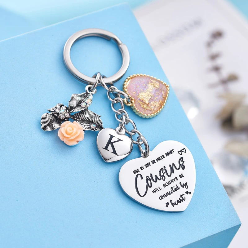 Cousin Gifts for Women Initial Keychain A-Z Letter KeychainsLong Distance Relationships Friendship Gift