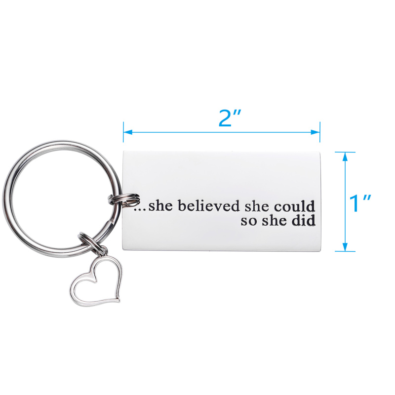LParkin She Believed Key Chain She Believed She Could So She Did Stainless Steel Keyring Graduation Jewelry