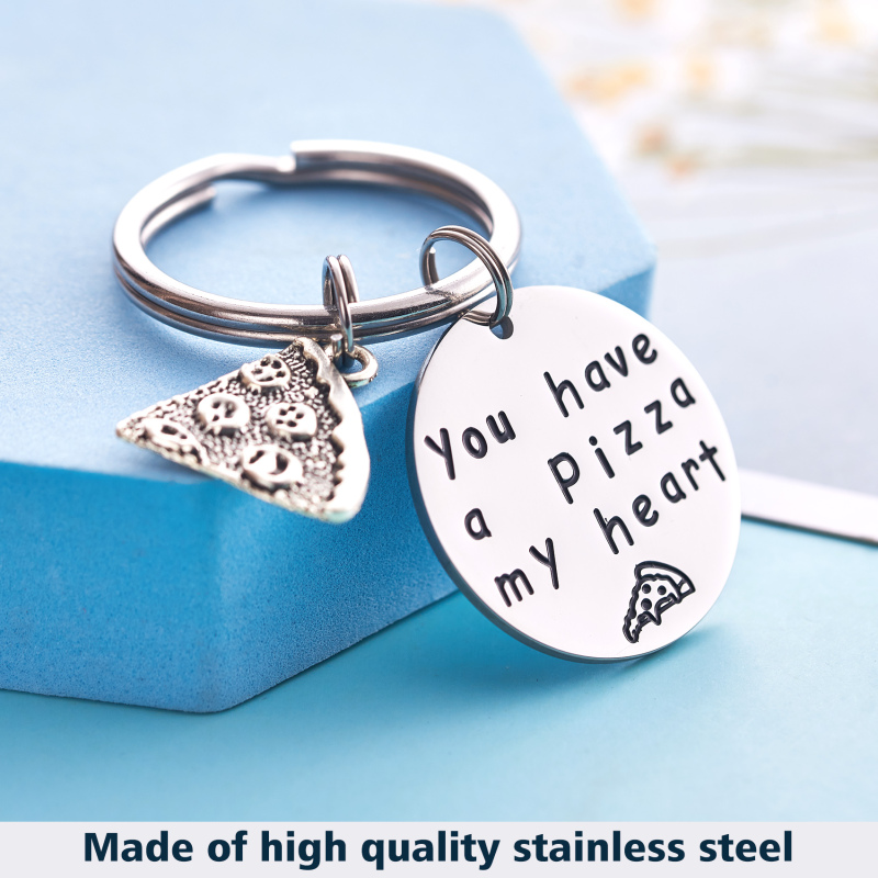 LParkin You Have a Pizza My Heart Anniversary Keychain Pizza Keychain Boyfriend Husband Gift Groom Gift Gifts for Him Pizza Lover