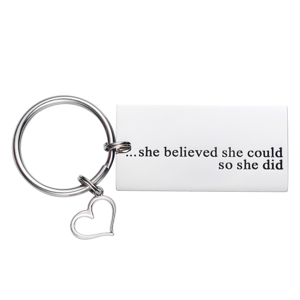 LParkin She Believed Key Chain She Believed She Could So She Did Stainless Steel Keyring Graduation Jewelry