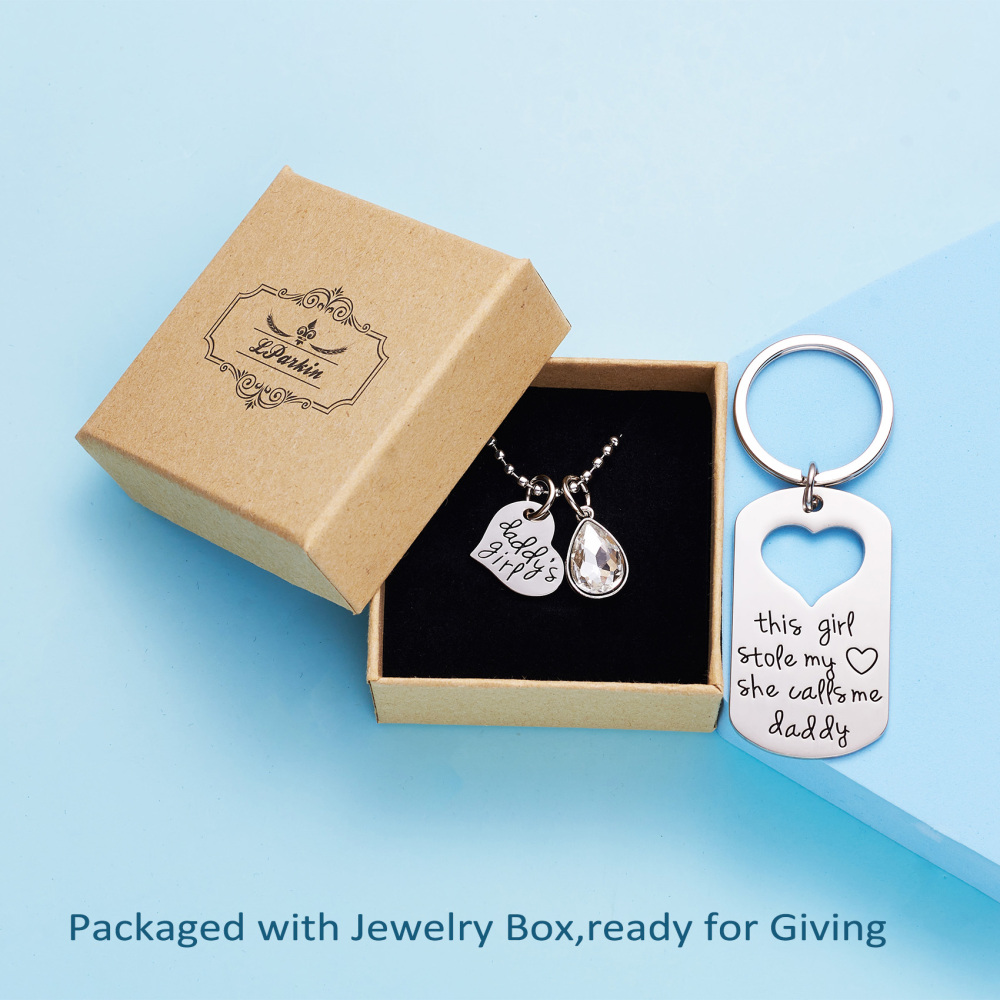 LParkin This Girl Stole My Heart She Calls Me Daddy Keychain Necklace Set Birthstone Daddy Daughter Gifts for Father’s Day