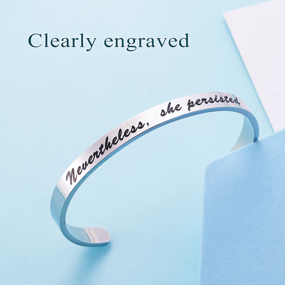 LParkin Nevertheless She Persisted Feminism Feminist Pantsuit Nation Solidarity Unity Political Affirmation Cuff Bracelet/Keychain/Necklace