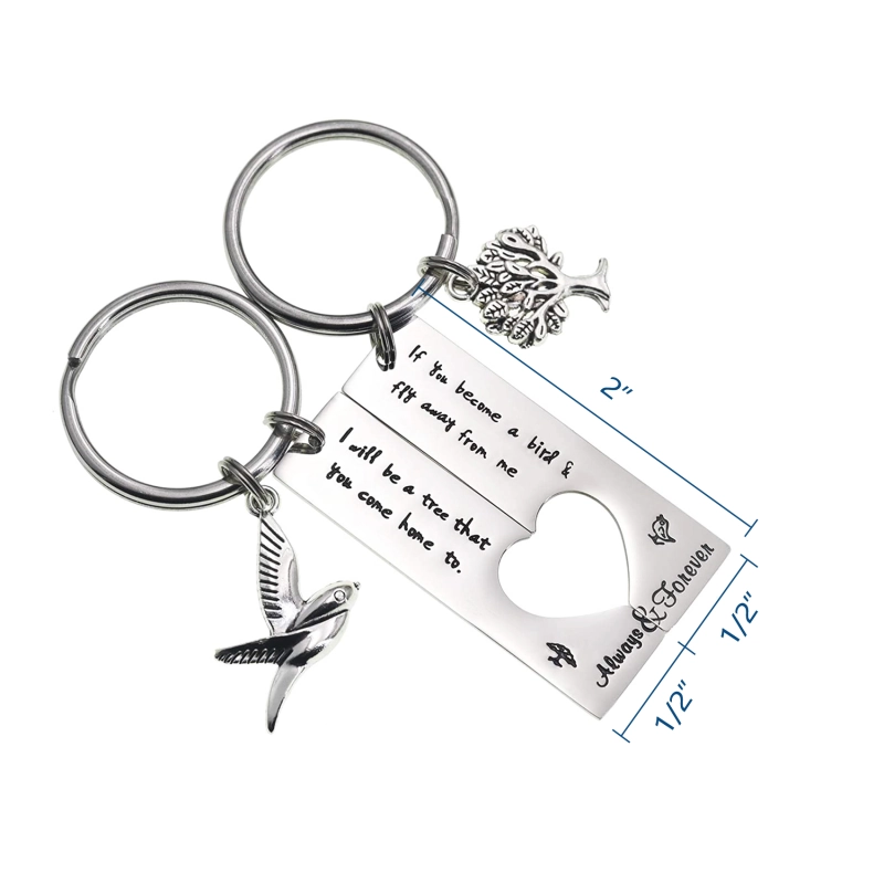 LParkin Mother Daughter Son Keychain Set Gifts If You Become a Bird and Fly Away from Me Bird Tree College Graduation Gift
