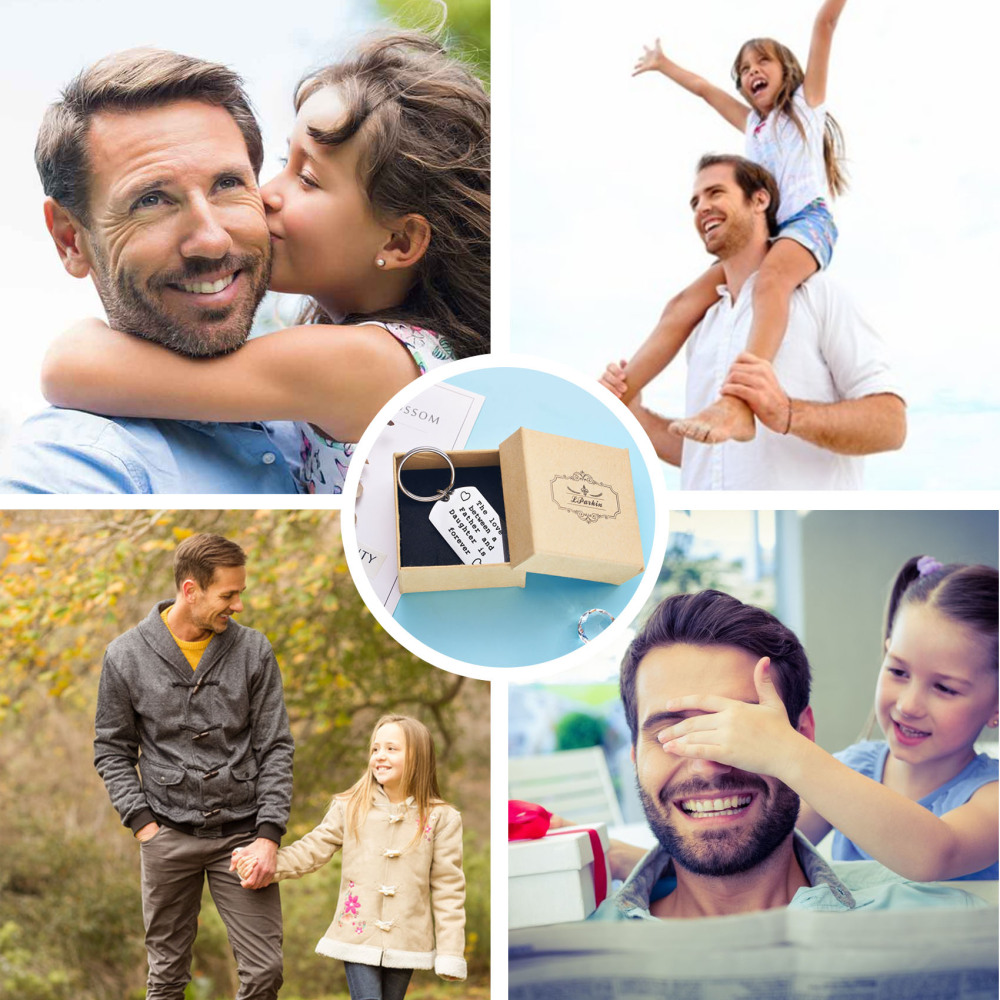 LParkin for Daughter Keychain The Love Between a Father and Daughter is Forever Keychain Stainless Steel