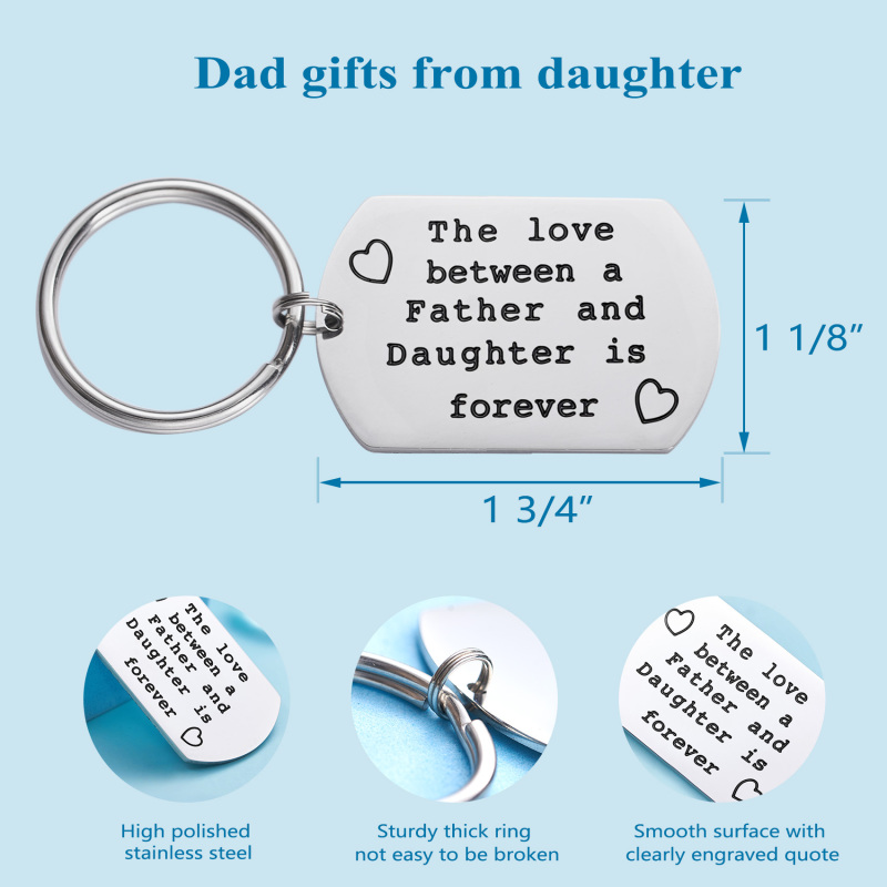 LParkin for Daughter Keychain The Love Between a Father and Daughter is Forever Keychain Stainless Steel