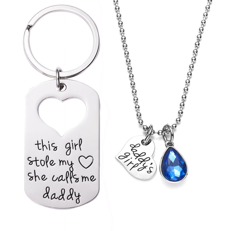 LParkin This Girl Stole My Heart She Calls Me Daddy Keychain Necklace Set Birthstone Daddy Daughter Gifts for Father’s Day