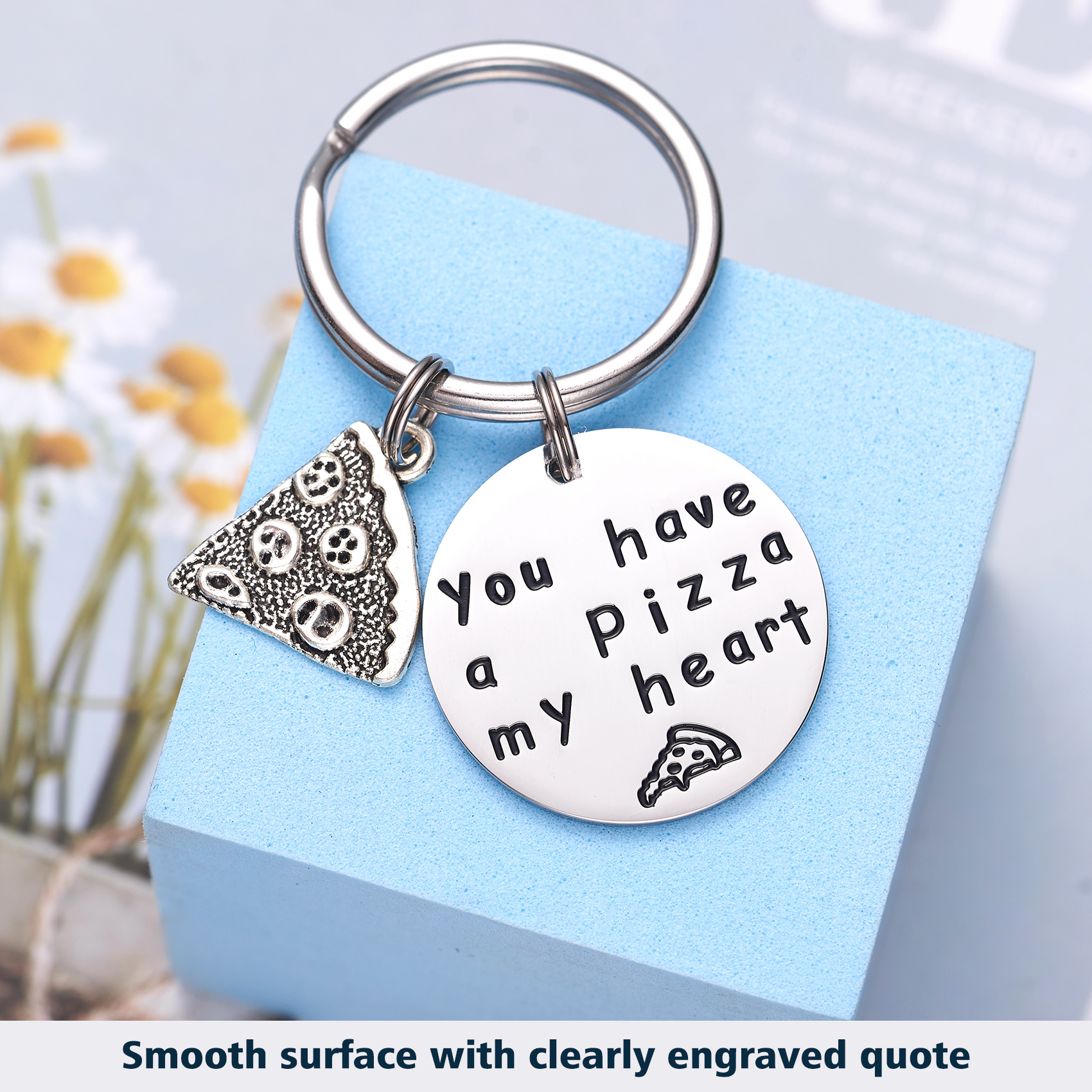 LParkin You Have a Pizza My Heart Anniversary Keychain Pizza Keychain Boyfriend Husband Gift Groom Gift Gifts for Him Pizza Lover