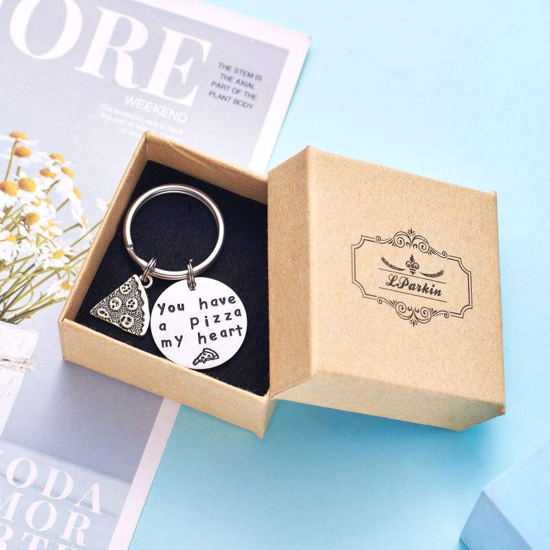 LParkin You Have a Pizza My Heart Anniversary Keychain Pizza Keychain Boyfriend Husband Gift Groom Gift Gifts for Him Pizza Lover