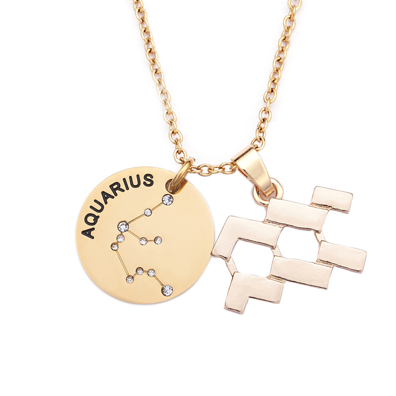 LParkin 12 Constellation Astrology Necklaces Zodiac Gifts Dainty Horoscope Gold Plated Necklace for Women Men Gift Jewelry