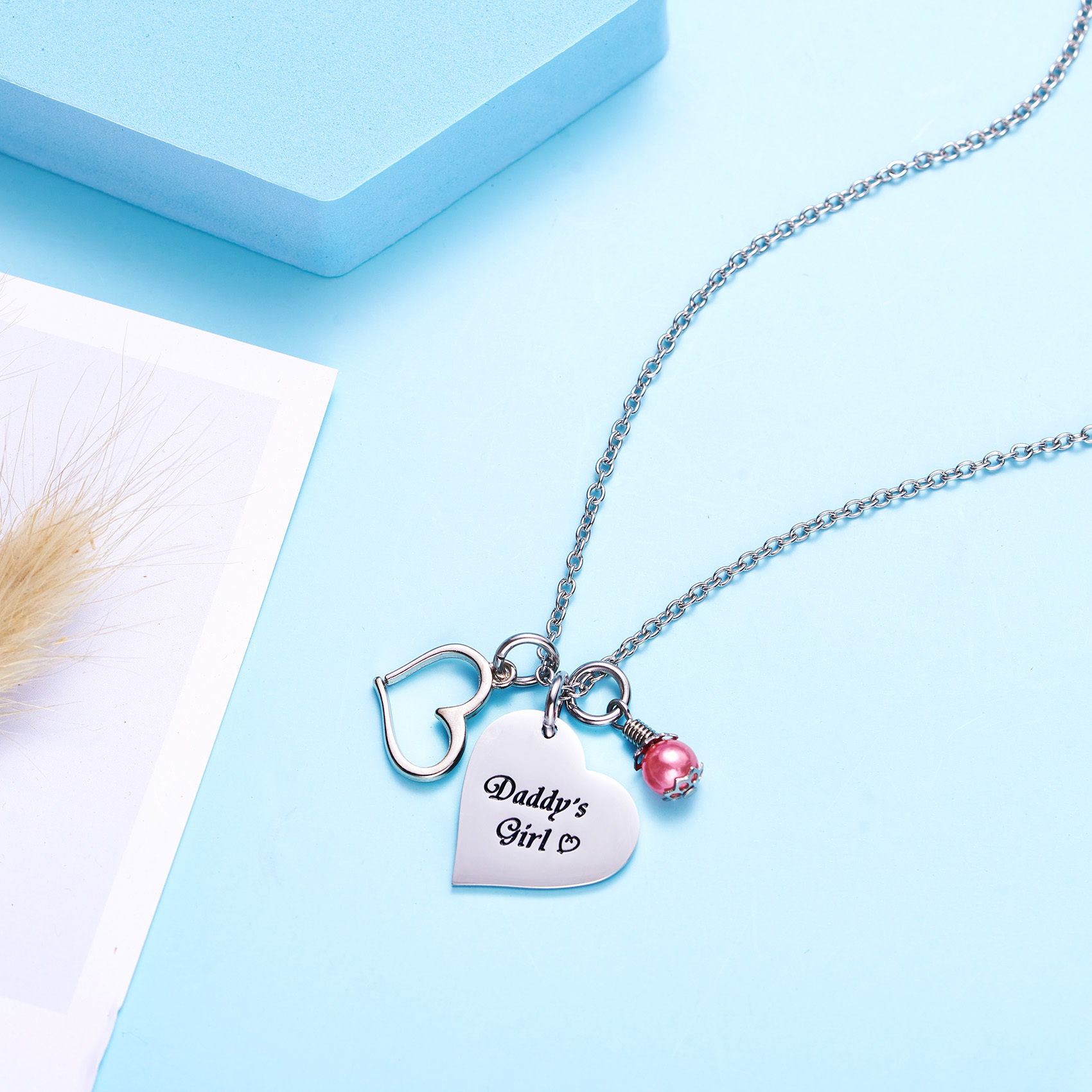 LParkin Dad Daughter Necklace Jewelry  Keychain Set Daddys Girls Necklaces
