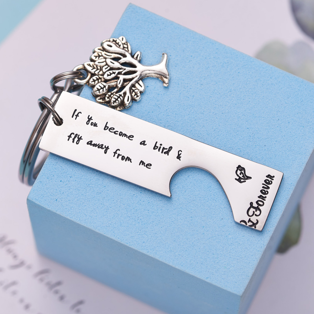 LParkin Mother Daughter Son Keychain Set Gifts If You Become a Bird and Fly Away from Me Bird Tree College Graduation Gift