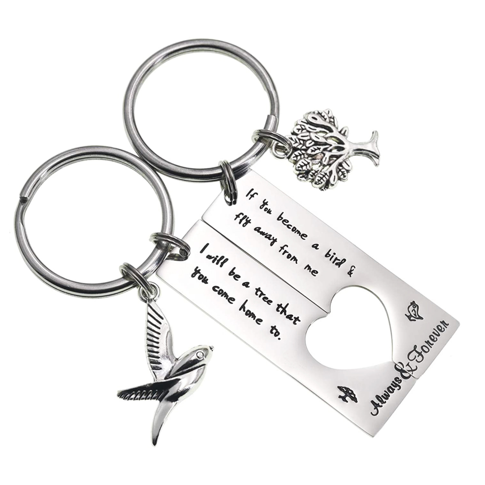 LParkin Mother Daughter Son Keychain Set Gifts If You Become a Bird and Fly Away from Me Bird Tree College Graduation Gift