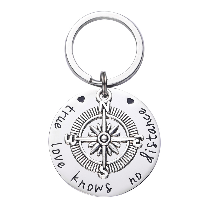 LParkin Going Away Gifts for Friends Best Friend Keychain Long Distance Relationship Gifts True Friendship Knows No Distance Compass Keychain
