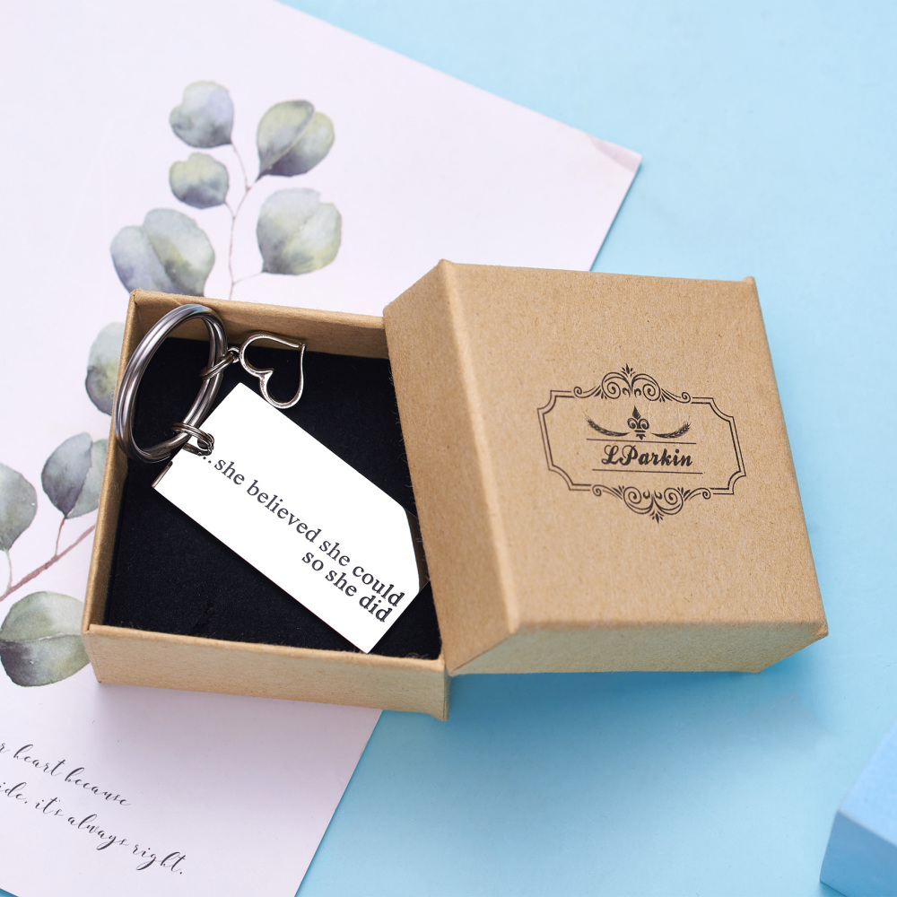 LParkin She Believed Key Chain She Believed She Could So She Did Stainless Steel Keyring Graduation Jewelry