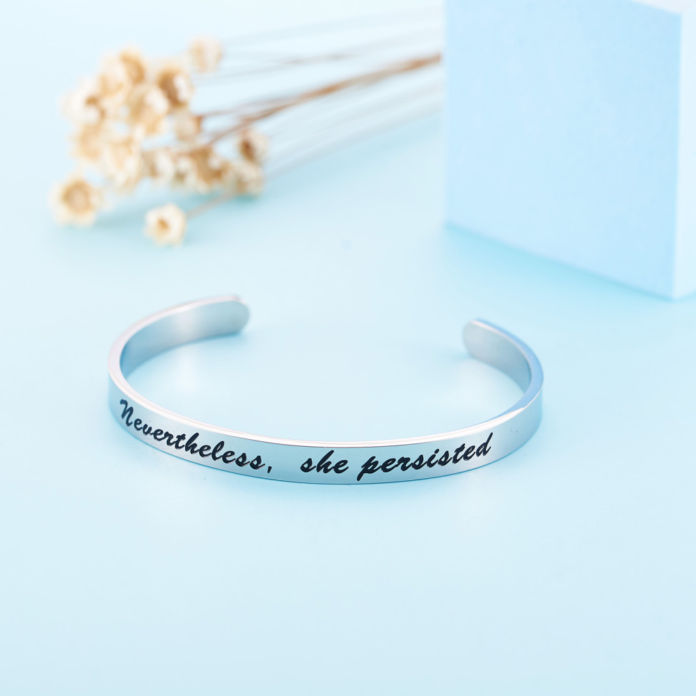 LParkin Nevertheless She Persisted Feminism Feminist Pantsuit Nation Solidarity Unity Political Affirmation Cuff Bracelet/Keychain/Necklace