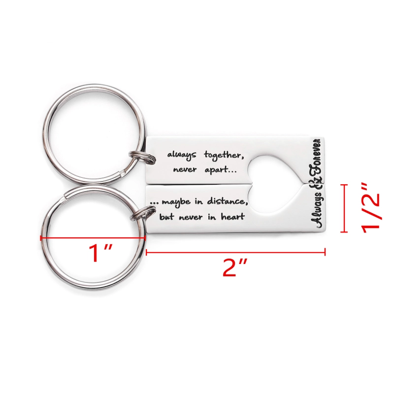 Long Distance Keychain Set Best Friend Long Distance Friendship Relationship Boyfriend Girlfriend Gift Polished Finish