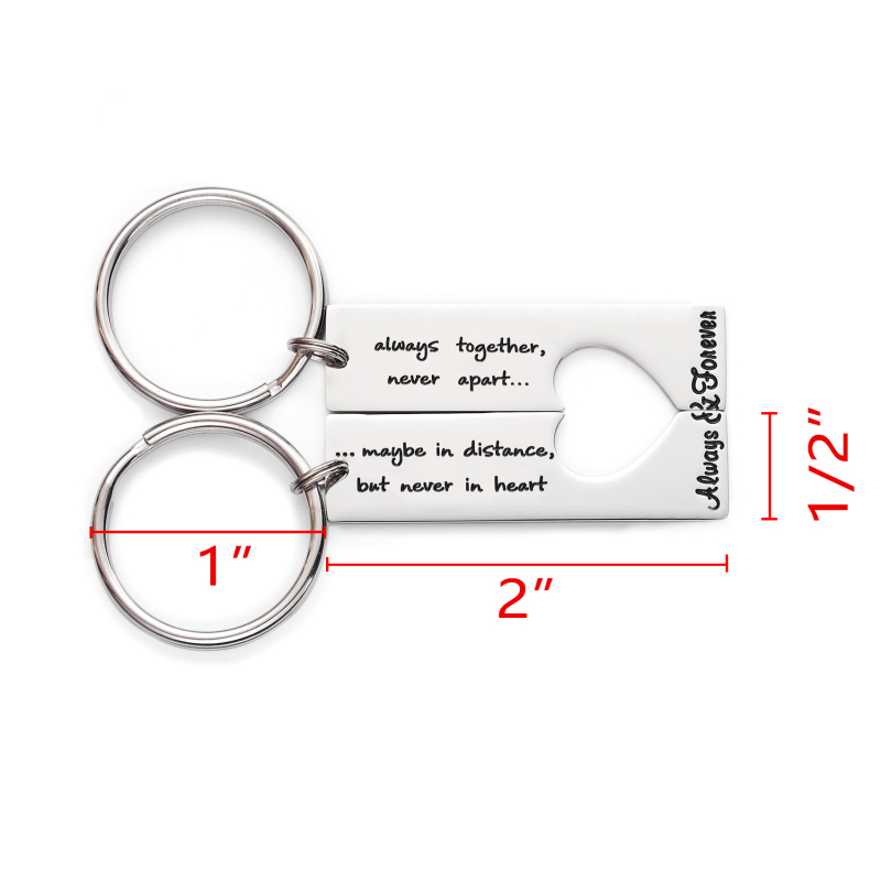 Long Distance Keychain Set Best Friend Long Distance Friendship Relationship Boyfriend Girlfriend Gift Polished Finish