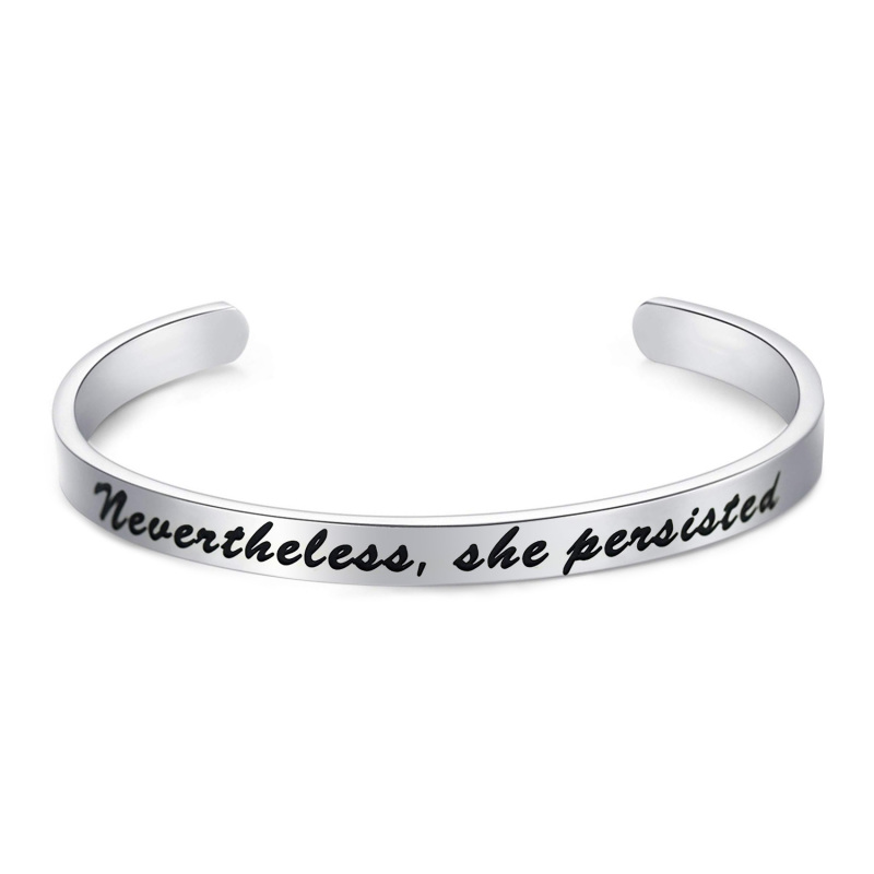 LParkin Nevertheless She Persisted Feminism Feminist Pantsuit Nation Solidarity Unity Political Affirmation Cuff Bracelet/Keychain/Necklace