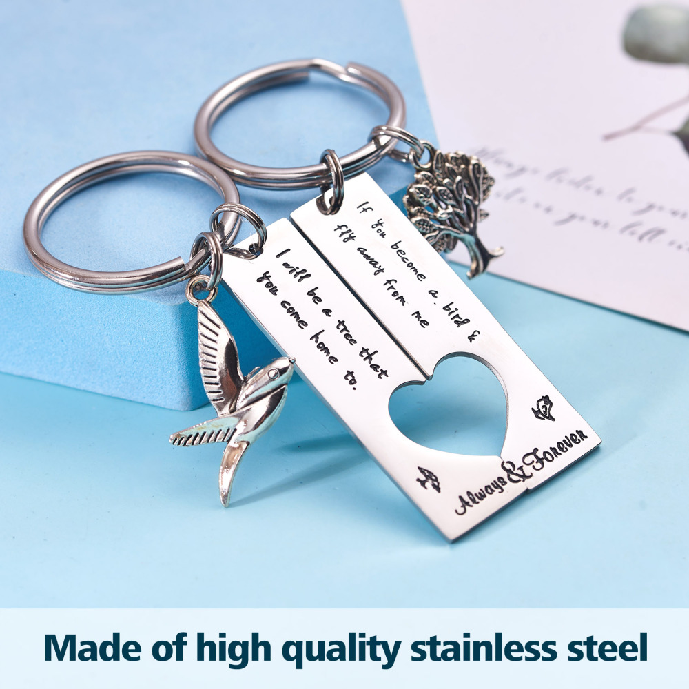 LParkin Mother Daughter Son Keychain Set Gifts If You Become a Bird and Fly Away from Me Bird Tree College Graduation Gift
