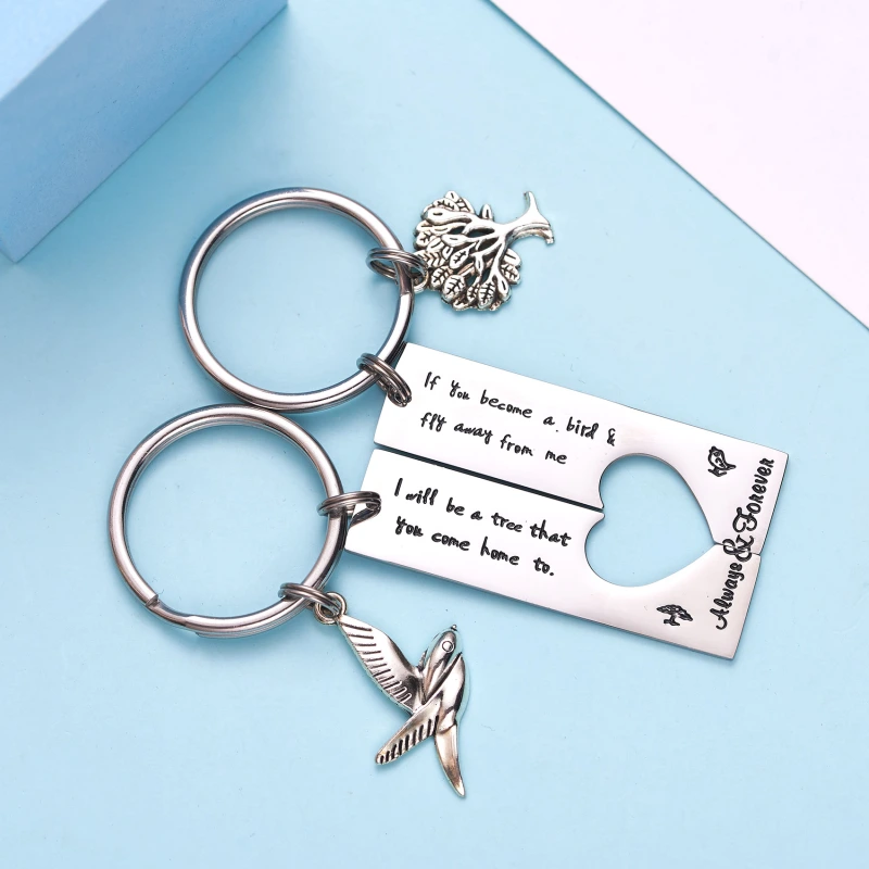 LParkin Mother Daughter Son Keychain Set Gifts If You Become a Bird and Fly Away from Me Bird Tree College Graduation Gift