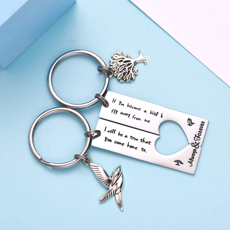 LParkin Mother Daughter Son Keychain Set Gifts If You Become a Bird and Fly Away from Me Bird Tree College Graduation Gift