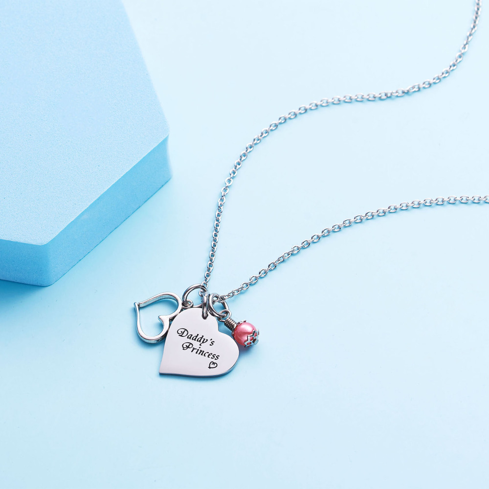 LParkin Dad Daughter Necklace Jewelry  Keychain Set Daddys Girls Necklaces