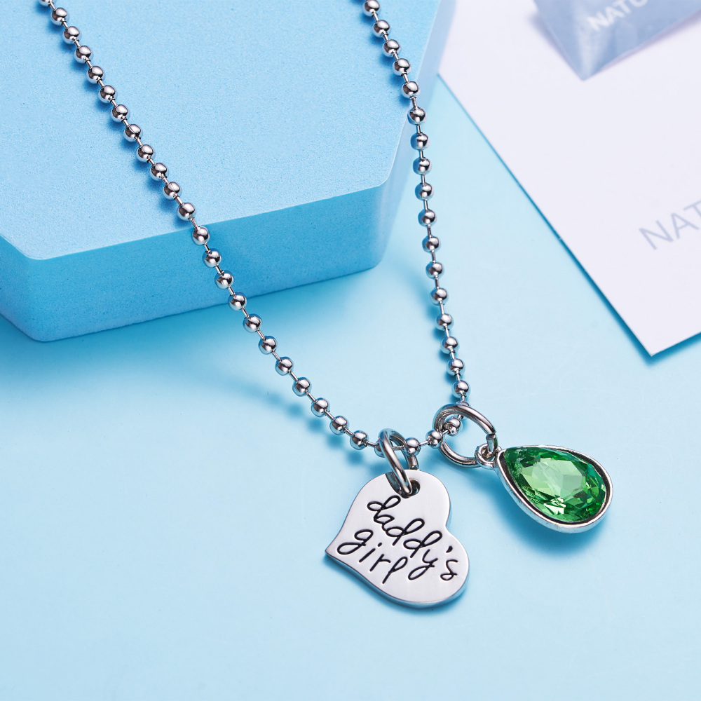 LParkin This Girl Stole My Heart She Calls Me Daddy Keychain Necklace Set Birthstone Daddy Daughter Gifts for Father’s Day
