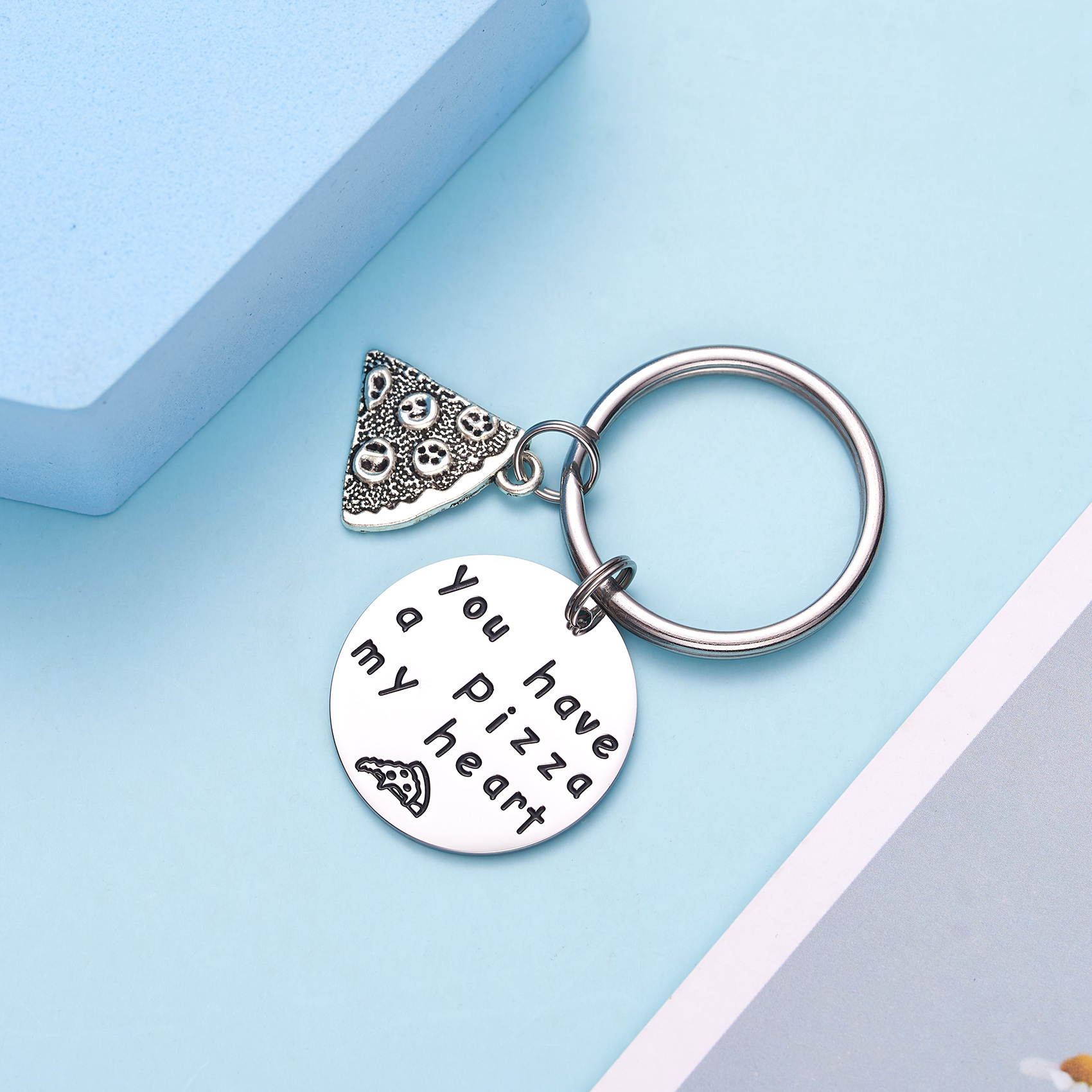 LParkin You Have a Pizza My Heart Anniversary Keychain Pizza Keychain Boyfriend Husband Gift Groom Gift Gifts for Him Pizza Lover