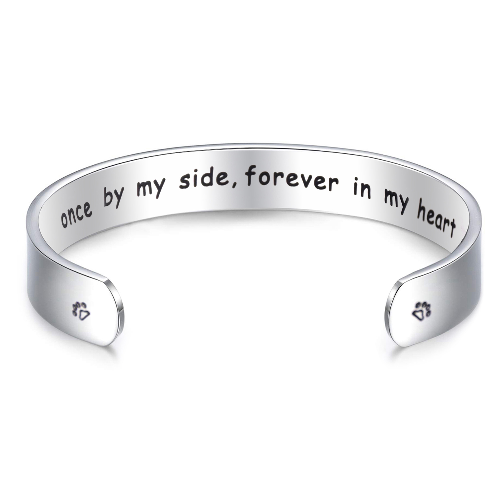 LParkin Once by My Side Forever in My Heart Cuff Bracelet Pet Memorial Bracelets