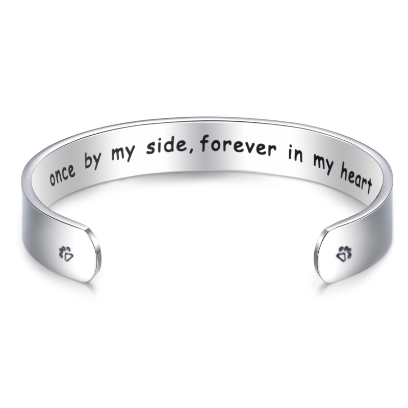 LParkin Once by My Side Forever in My Heart Cuff Bracelet Pet Memorial Bracelets