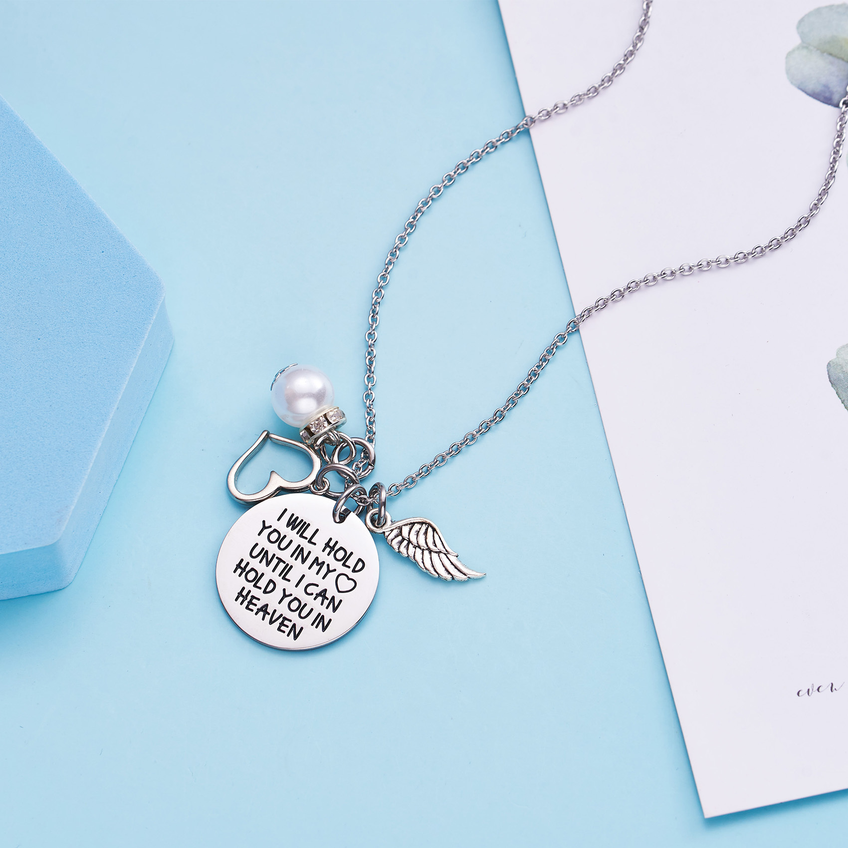 LParkin Memorial Necklace I Will Hold You in My Heart Until I Can Hold You in Heaven Pendant Loss of Child Necklace Heart Necklace Cremation Jewelry G