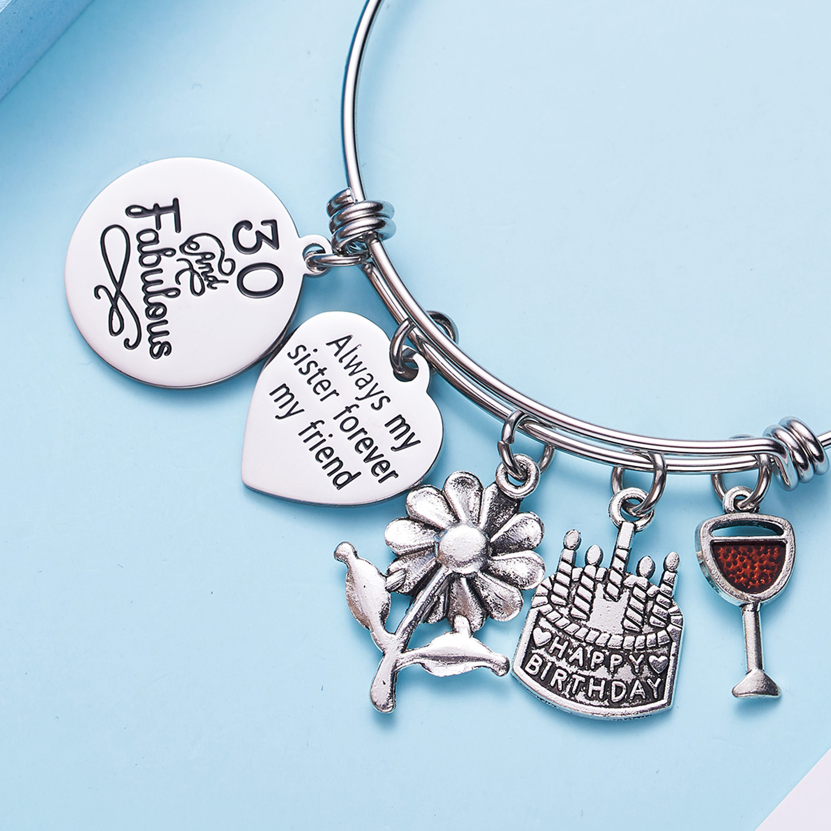 LParkin 30th 40th Birthday Gifts for Women Sister Gifts from Sister Always My Sister Foerver My Friend Fabulous Bracelets