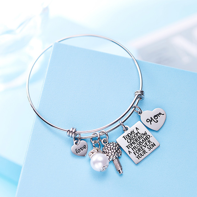 LParkin Mother of The Groom Gift Bracelet Today a Groom Tomorrow a Husband Forever Your Son Bangle Bracelets