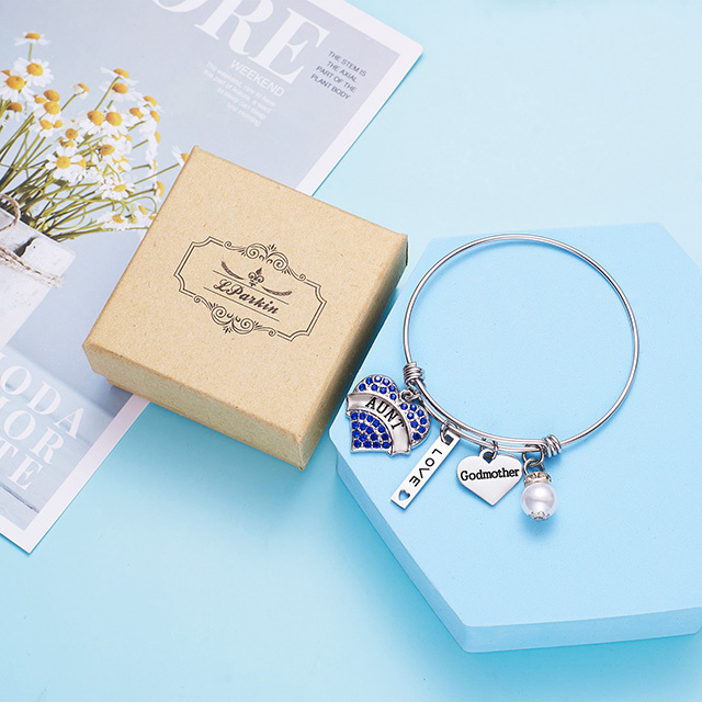 LParkin Aunt Bangle Godmother Bracelet Jewelry Gifts for Godmothers New Aunt Bangle Charm Bracelets