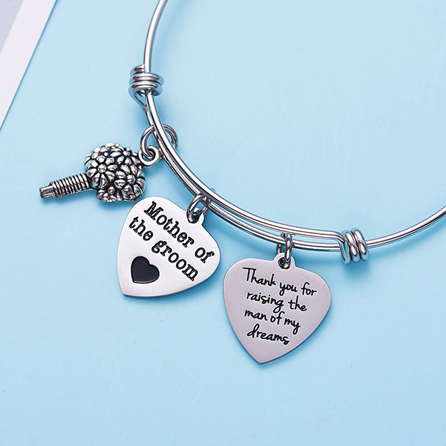 LParkin Mother of The Groom Adjustable Bangle Thank You for Raising The Man of My Dreams Bracelet Thank You Gifts